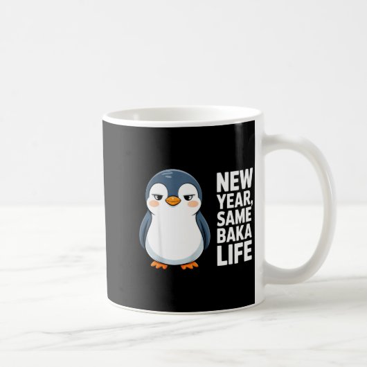 New Year Same Baka Life Funny Penguin Anime Style  コーヒーマグカップ (右)