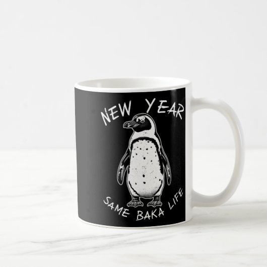 New Year Same Baka Life Funny Penguin Meme  コーヒーマグカップ (右)