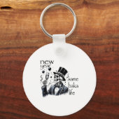 New Year Same Baka Life Funny Skeleton New Year's キーホルダー (正面)