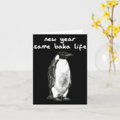 New Year Same Baka Life Humor Penguin Joke  カード (黄色い花)