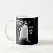 New Year Same Baka Life Penguin Funny Joke Sarcast コーヒーマグカップ (左)
