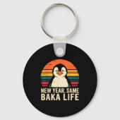 New Year Same Baka Life Penguin Joke  キーホルダー (正面)