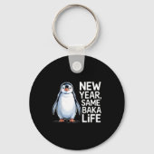 New Year Same Baka Life Penguin Joke キーホルダー (正面)