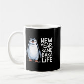 New Year Same Baka Life Penguin Joke コーヒーマグカップ (左)