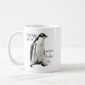 New Year Same Baka-life Penguin Joke Funny New Yea コーヒーマグカップ (左)