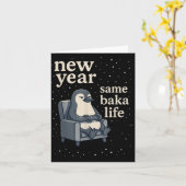 New Year Same Baka Life Penguin Joke Gaming Video  カード (黄色い花)