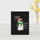 New Year Same Baka Life Penguin New Year Sarcastic カード (黄色い花)