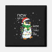 New Year Same Baka Life Penguin New Year Sarcastic マグネット (正面)