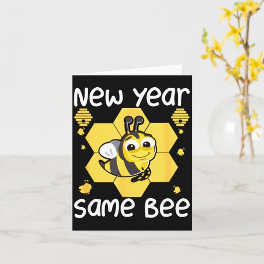 New Year Same Bee Meme Funny New Years Eve  カード (黄色い花)