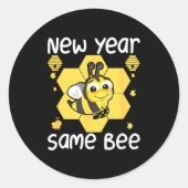 New Year Same Bee Meme Funny New Years Eve  ラウンドシール (正面)