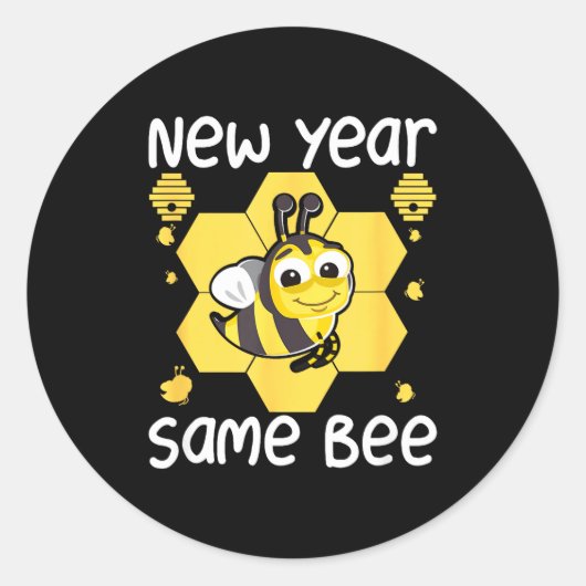New Year Same Bee Meme Funny New Years Eve  ラウンドシール (正面)