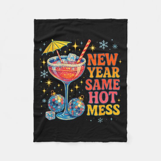 New Year Same Hot Mess Funny Tail Party Gift  フリースブランケット (正面)