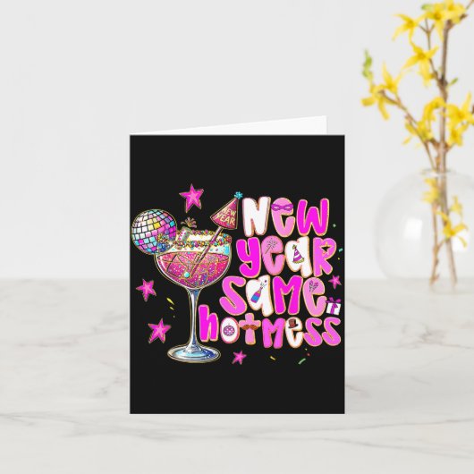New Year Same Hot Mess Martini Tail New Year Women カード (黄色い花)