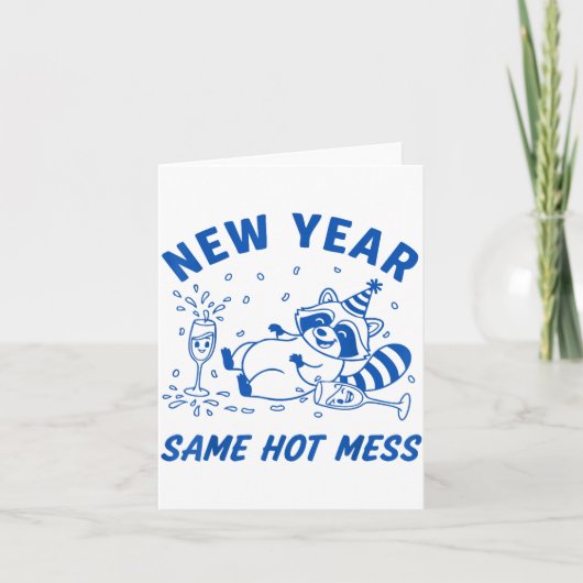 New Year Same Hot Mess Raccoon Fun Party カード (正面)