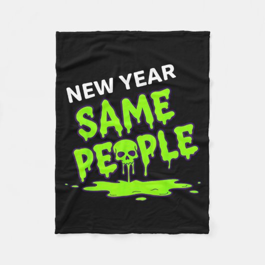 New Year Same People Funny Skull  フリースブランケット (正面)