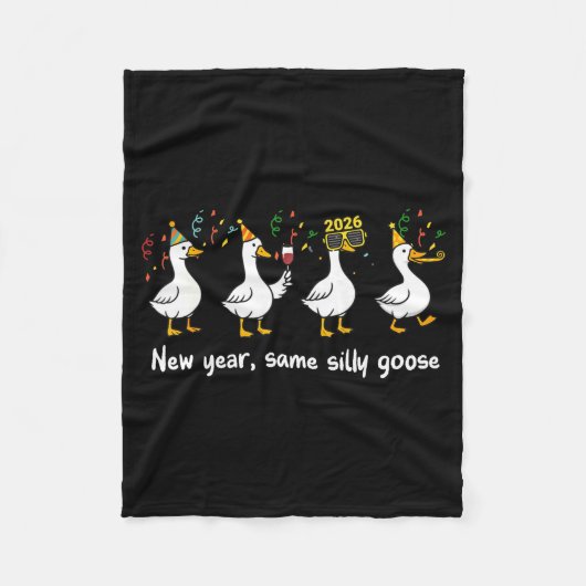 New Year Same Silly Goose Family Matching New Year フリースブランケット (正面)