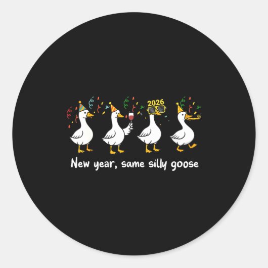 New Year Same Silly Goose Family Matching New Year ラウンドシール (正面)