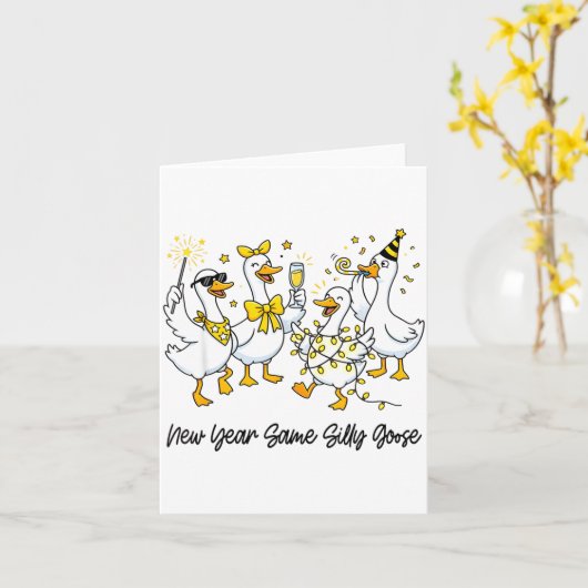 New Year Same Silly Goose Funny 2026 New Year Teac カード (黄色い花)