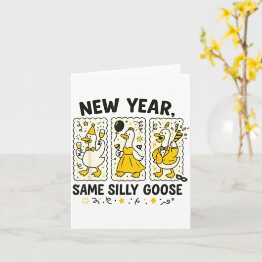 New Year Same Silly Goose Funny Goose New Year 202 カード (黄色い花)