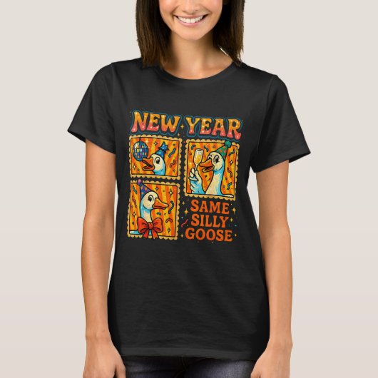 New Year Same Silly Goose Funny Retro Party Gift Tシャツ (正面)