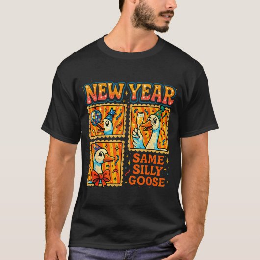 New Year Same Silly Goose Funny Retro Party Gift  Tシャツ (正面)
