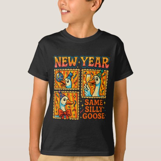 New Year Same Silly Goose Funny Retro Party Gift  Tシャツ (正面)