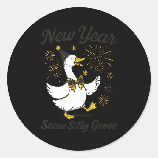 New Year Same Silly Goose New Year's Eve Party Fir ラウンドシール (正面)