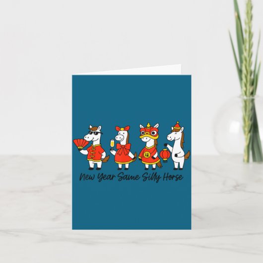 New Year Same Silly Horse Funny Chinese Lunar New  カード (正面)