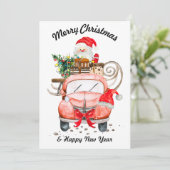 new year Santa truck merry Christmas 招待状 (スタンド正面)