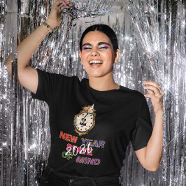 New Year State of Mind 2026 Gold Trim Clock Tシャツ