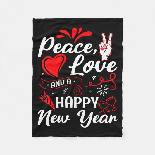New Year Wishes, Peace, Love, Happy New Year, New  フリースブランケット (正面)