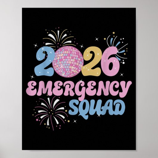New Years 2026 Eve Emergency Squad Disco Ball Fire ポスター (正面)