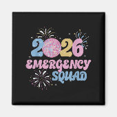 New Years 2026 Eve Emergency Squad Disco Ball Fire マグネット (正面)