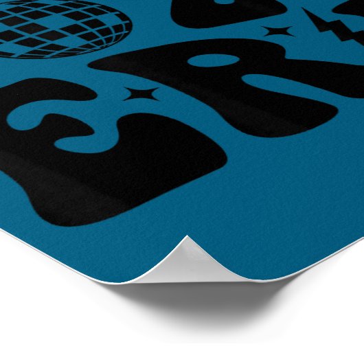 New Year's 2026 Retro Trendy Disco Ball Groovy Cut ポスター (角)