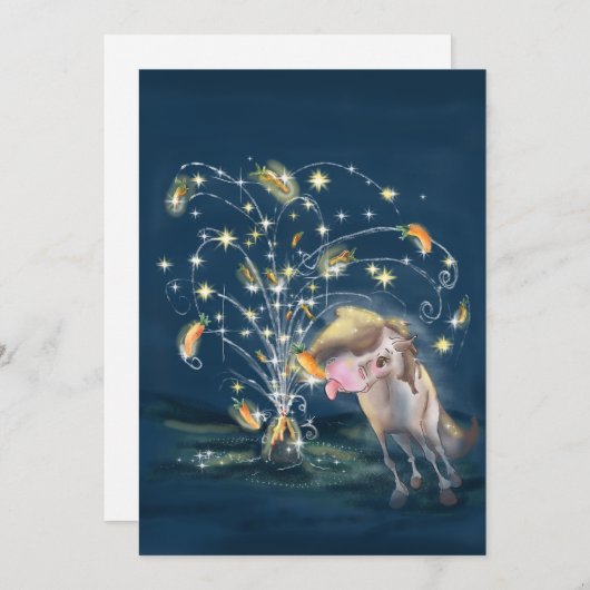New Year's Card with a Horse and Carrot Firework 招待状 (正面/裏面)