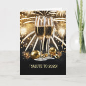 New Years Cheers Salute 2026 Champagne Fireworks  カード (正面)