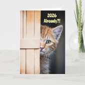 New Years Cute Funny 2026 Ginger Orange Kitten  カード (正面)