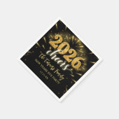 New Year's Eve 2026 Party Gold & Black スタンダードカクテルナプキン (角)