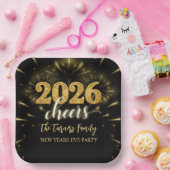 New Year's Eve 2026 Party Gold & Black ペーパープレート (パーティー)