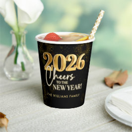 New Year's Eve 2026 Party Gold Glitter 紙コップ