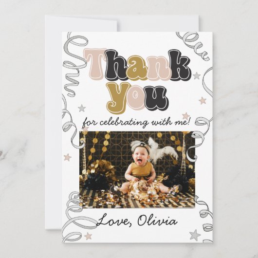 New Years Eve Birthdayt Thank You Photo Card サンキューカード (正面)