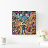 New Year's Eve Celebration El Año Viejo スクエア壁時計 (ホーム)