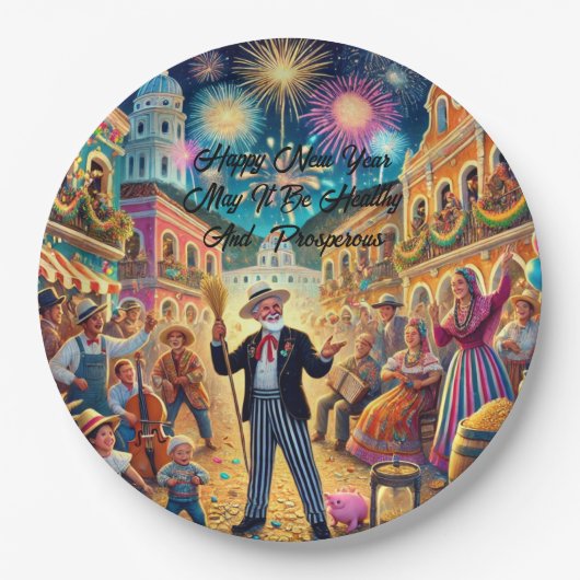 New Year's Eve Celebration El Año Viejo ペーパープレート (正面)