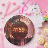 New Year's Eve Countdown Clock with Fireworks ペーパープレート (パーティー)