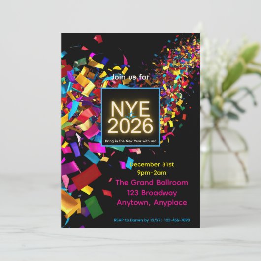 New Years Eve Fun Party Invitation 招待状 (スタンド正面)