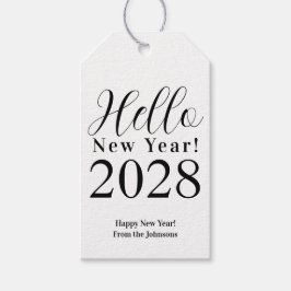 New Year's Eve Happy New Year Black and White ギフトタグ