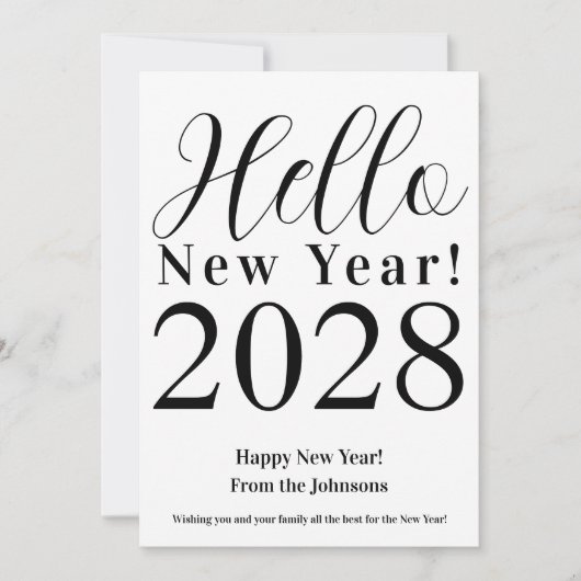 New Year's Eve Happy New Year Black and White シーズンカード (正面)