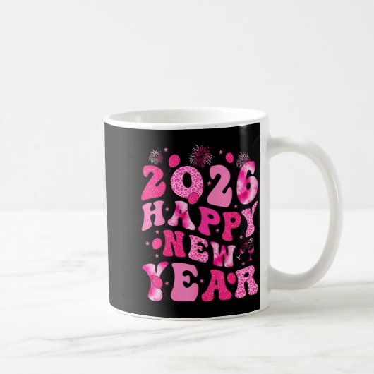 New Year's Eve Hello 2026 Groovy Family Matching C コーヒーマグカップ (右)
