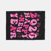 New Year's Eve Hello 2026 Groovy Family Matching C フリースブランケット (正面(横))