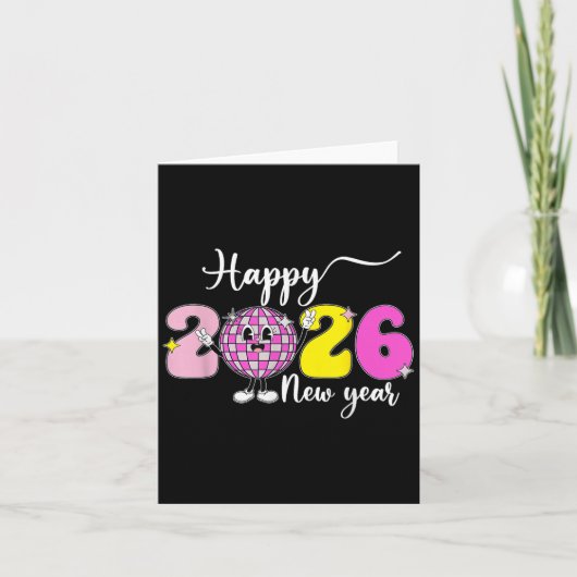 New Years Eve Hello 2026 Happy New Year 2026 Disco カード (正面)